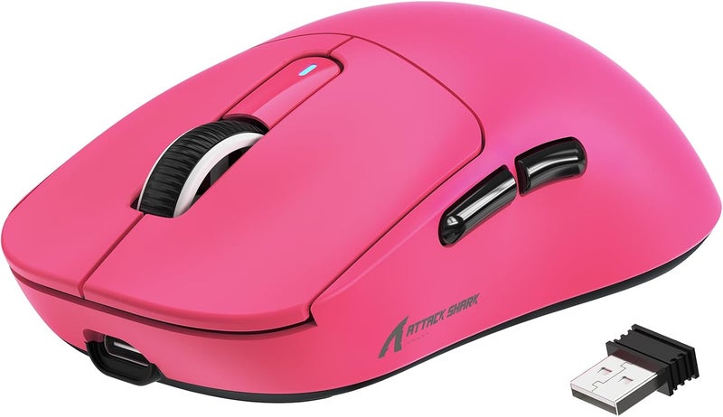 MANBASNAKE ATTACK SHARK X3 Wireless Gaming Mouse, 49g Ergonomic Computer Mouse, Triple Modes PAW3395 26K DPI Optical Sensor, 200h Battery Life, Programmable Buttons, Gaming Accessories for PC/Laptop/Mac (Berry) - Image 1